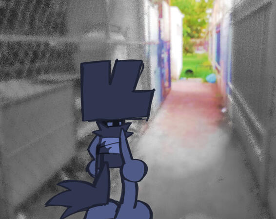 Unshaded fullbody with edited photo background